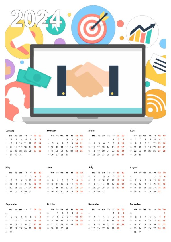 Pack of 100 Social Media 2024 Calendar (Customized)